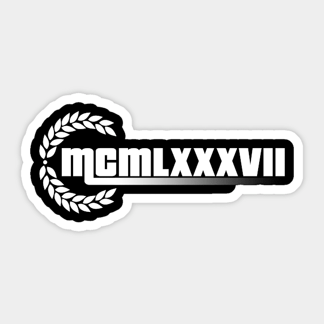 1987 Roman numerals Sticker by hoopoe